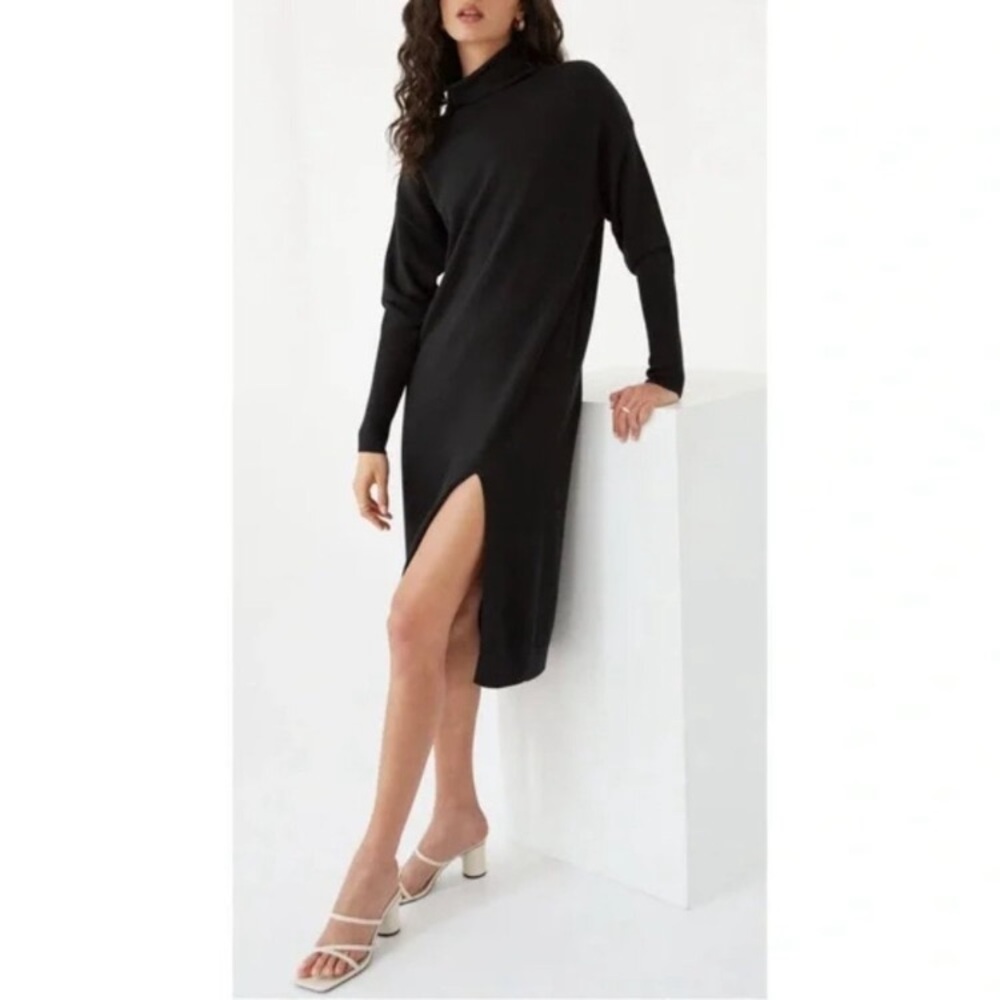 Aritzia Wilfred Cyprie dress black size XS turtleneck merino wool oversized